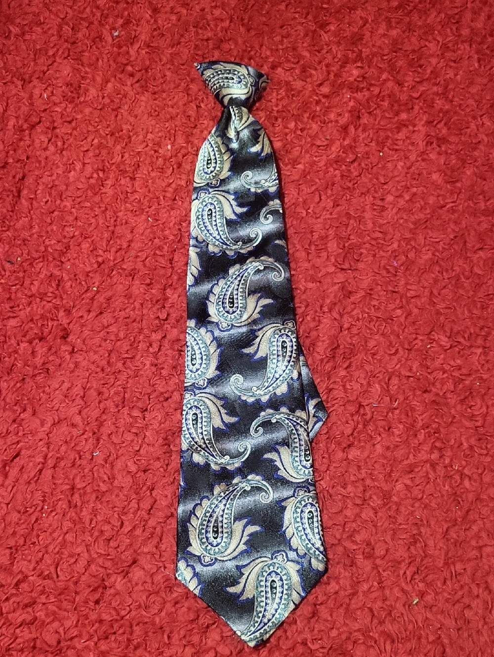 David Taylor Paisley Silk Tie - Black, Silver, Blue